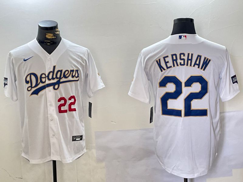 Men Los Angeles Dodgers #22 Kershaw White Game 2024 Nike MLB Jersey style 3->los angeles dodgers->MLB Jersey